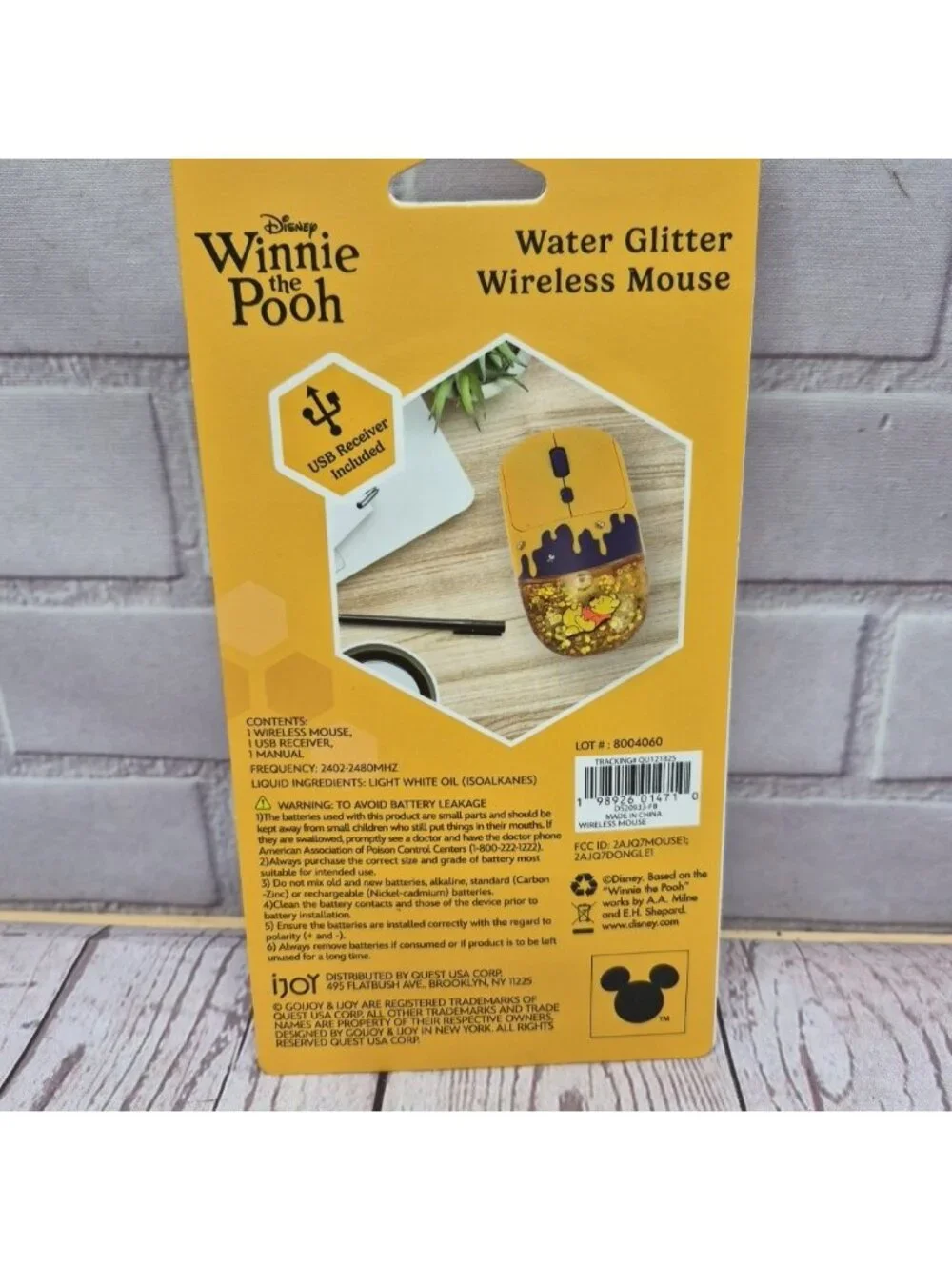 Disney Winnie The Pooh Wireless‎ Computer Mouse Liquid Gold Glitter Shaker🆕🍯🐝